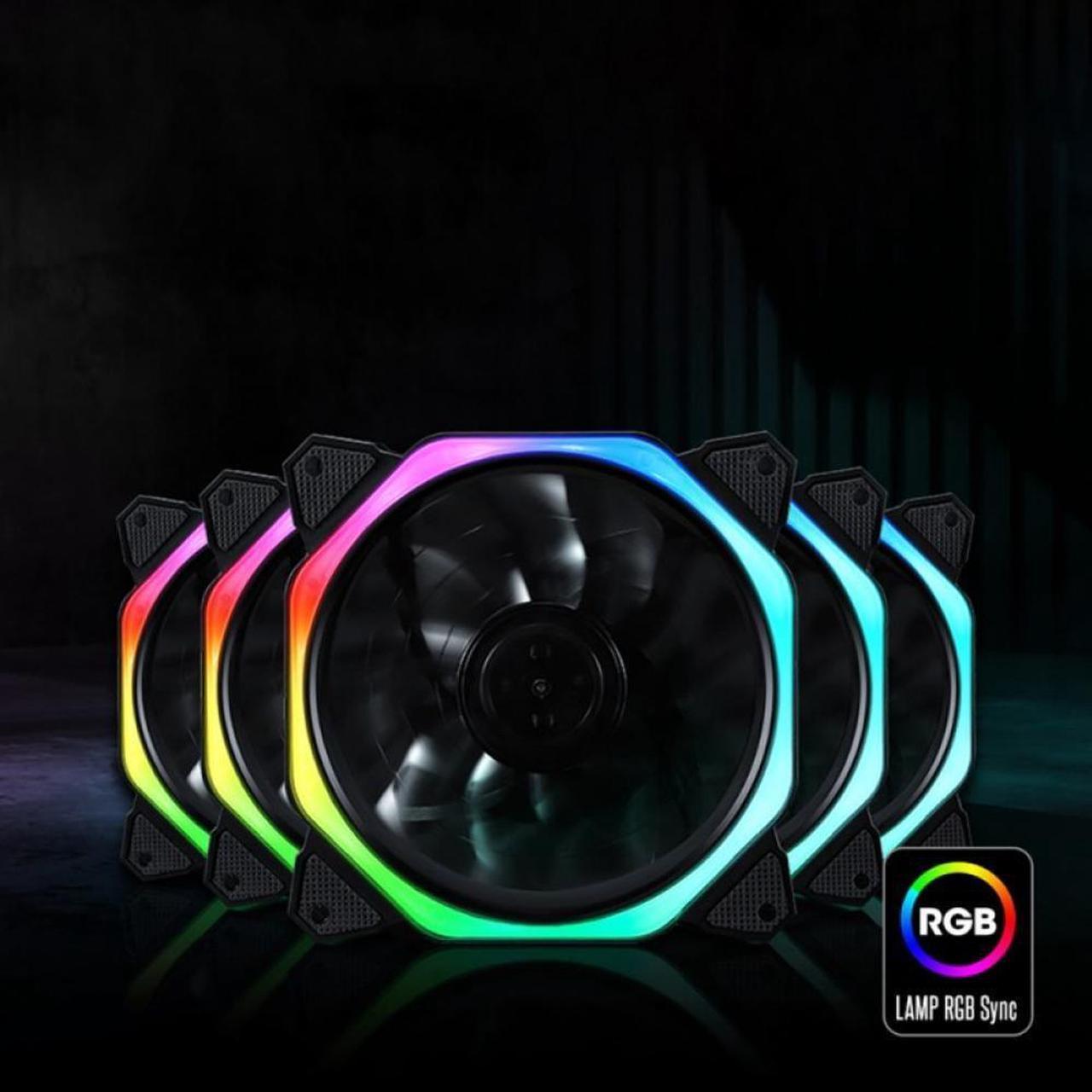 JIMTAB 1 Pack Colorful RGB Case Fans, Quiet Computer Cooling PC Fans Cooler Speed Adjustable with Fan Control Hub