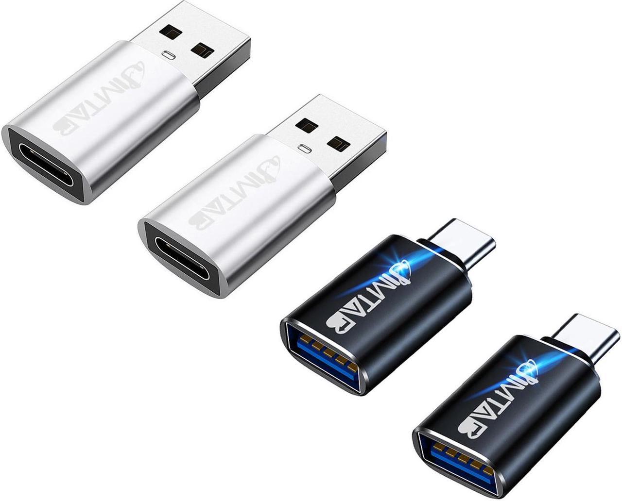 USB to USB C Adapter (4 Pack), JIMTAB USB C to USB Adapter USB 3.0 With Power blue light Super High-Speed Data Transfer & Fast Charging for iPhone/PC/Samsung/iPad/Laptop/MacBook