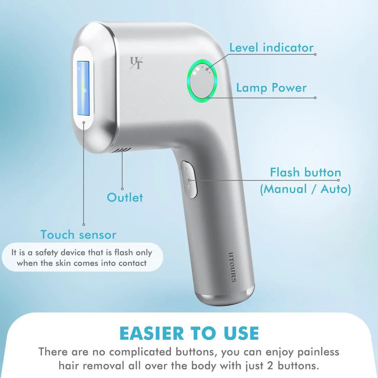Alt view image 7 of 7 - Summer IPL Laser Hair Removal for Women and Men, Painless Hair Removal Device, Fast Cooling, Safe and Long-Lasting, Reduces Body and Facial Hair Growth