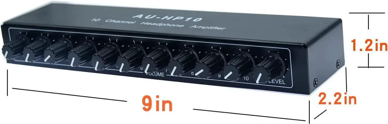 Alt view image 3 of 6 - Mini Jack TRS 3.5 mm Input 1 in 10 Out Channel Headphone Amplifier Stereo Audio Amp with 12V 1A Power Adapter Distributor Headphone Splitter for Studio and Stage