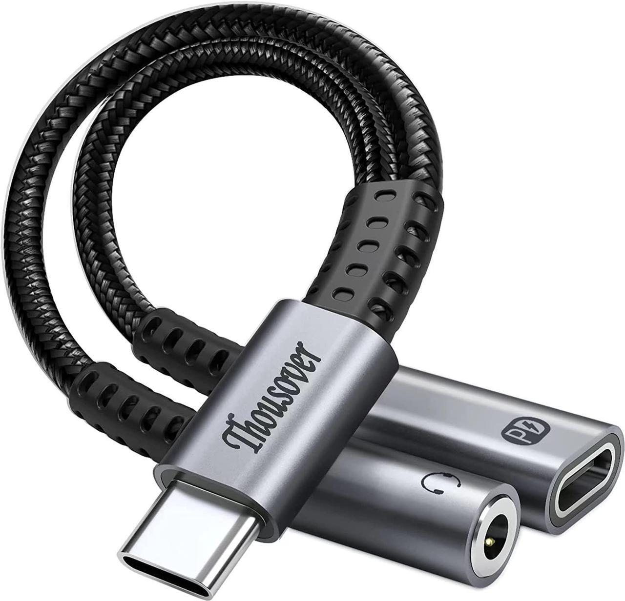 Main image of USB C to 3.5mm Headphone and Charger Adapter 2-in-1 USB C to Aux Audio Adapter with PD 60W Fast Charging Compatible with Apple iPhone 15/15Plus/15Pro/15Pro Max Samsung S23/S22/S21 iPad Pixel 7/6