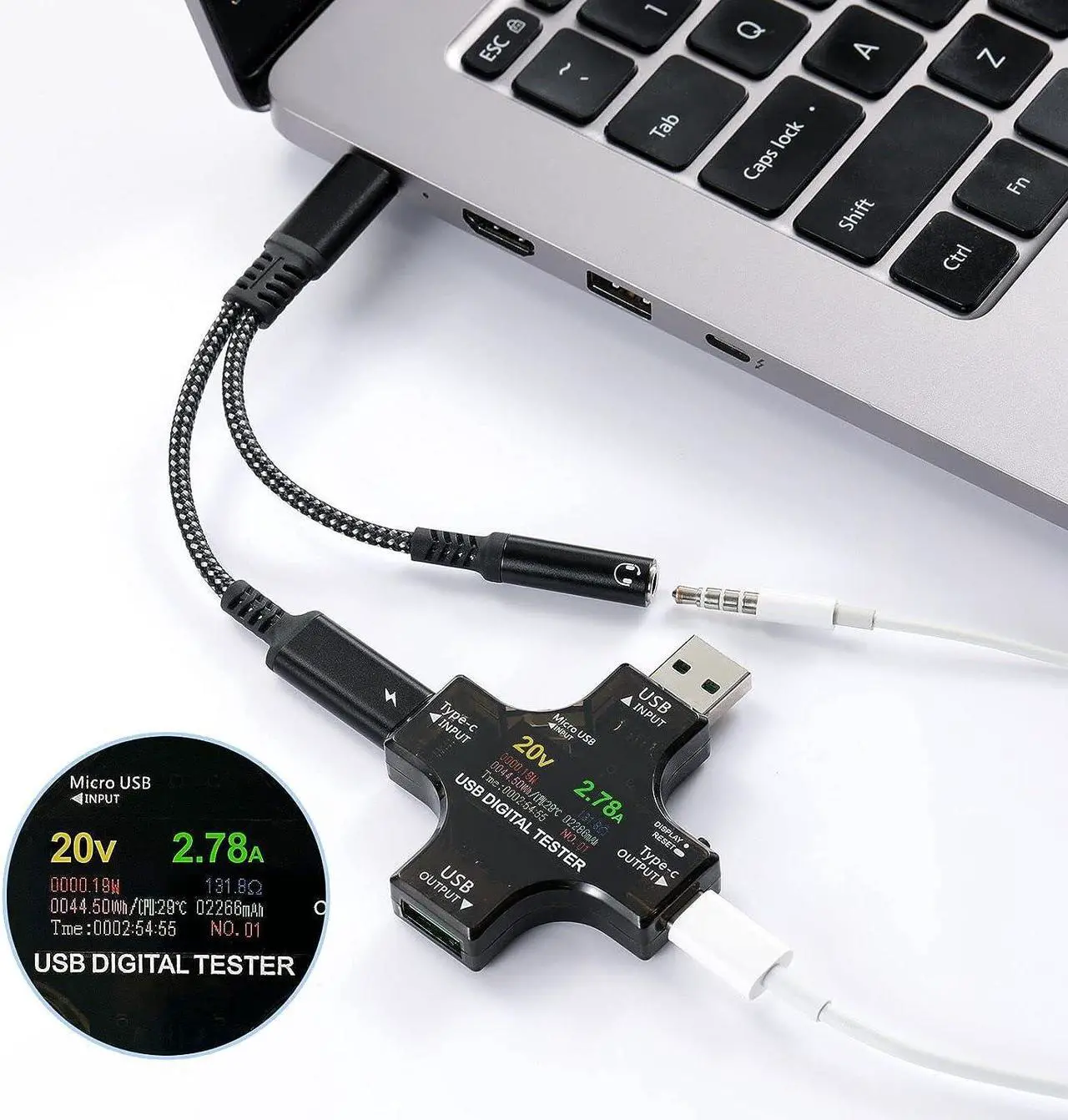 Alt view image 2 of 5 - USB C to 3.5mm Audio Jack and PD Charger Adapter Cable 2-in-1 Splitter Cord Type C to 3.5 mm Headphones Aux with 60W Fast Charging Port Wire