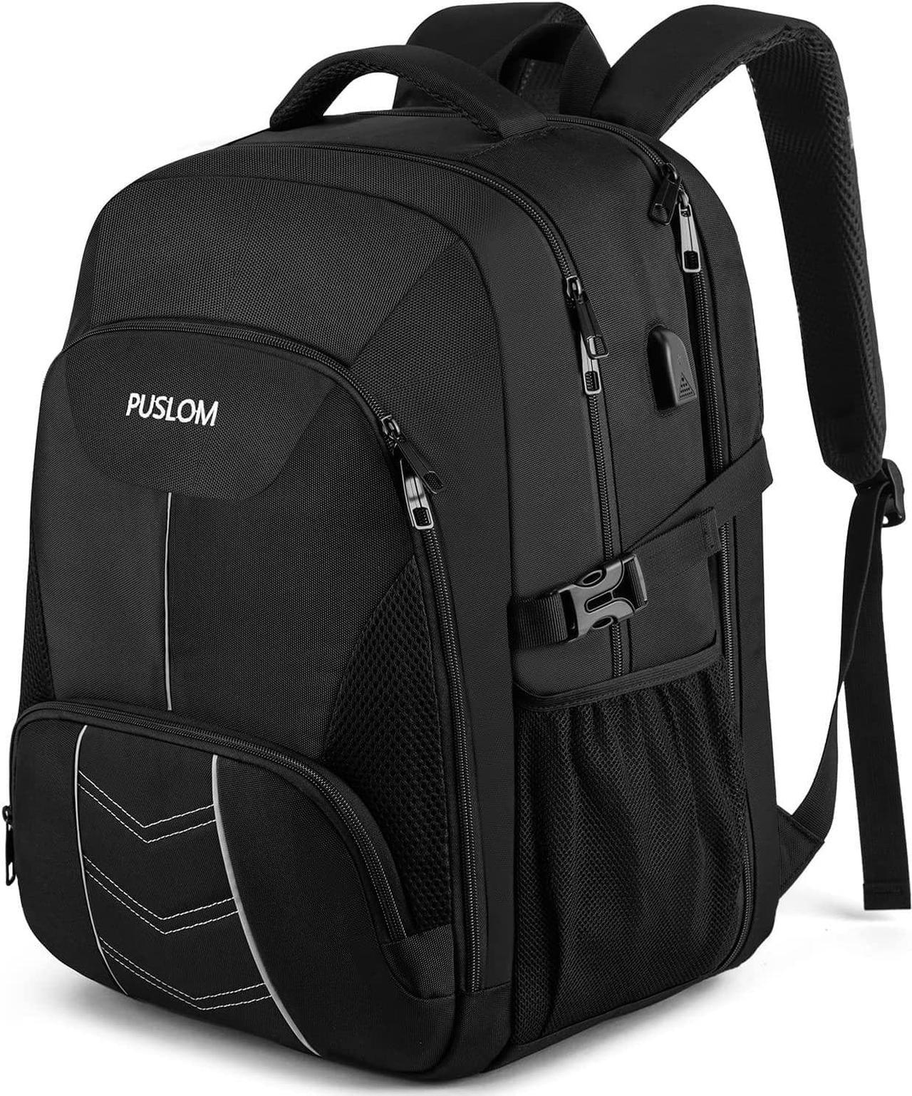 Extra Large Travel Laptop Backpack for Men 55L,Water Resistant 18.4 inch Big Business Laptop Bookbags with USB Charging Port,TSA Friendly Anti Theft Computer Bag for Work College School,Black