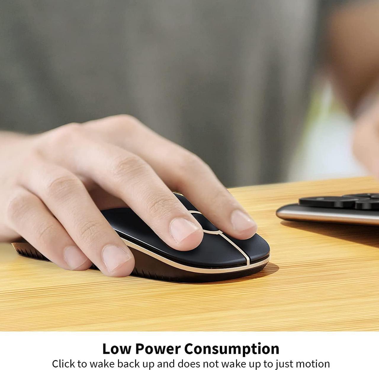 Alt view image 4 of 7 - Silent Wireless Mouse 2.4G Slim Travel Mouse with USB Receiver Quiet Click Protable Computer Mice for Laptop PC Mac Comfortable Texture Black & Gold