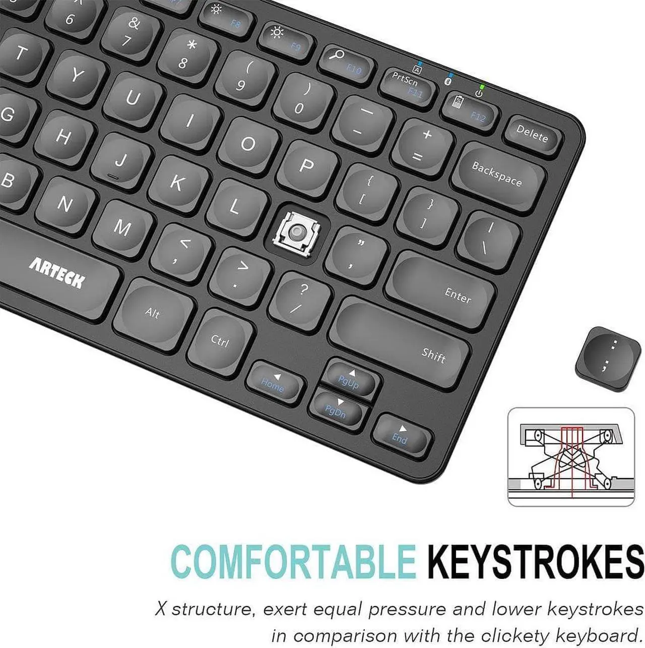 Alt view image 3 of 7 - Arteck Universal Multi-Device Bluetooth Keyboard Ultra Slim and Compact Wireless Bluetooth Keyboard with Media Hotkeys for Windows iOS iPad OS Android Computer Desktop Laptop Surface Tablet Smartphone