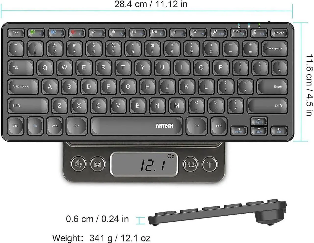 Alt view image 6 of 7 - Arteck Universal Multi-Device Bluetooth Keyboard Ultra Slim and Compact Wireless Bluetooth Keyboard with Media Hotkeys for Windows iOS iPad OS Android Computer Desktop Laptop Surface Tablet Smartphone