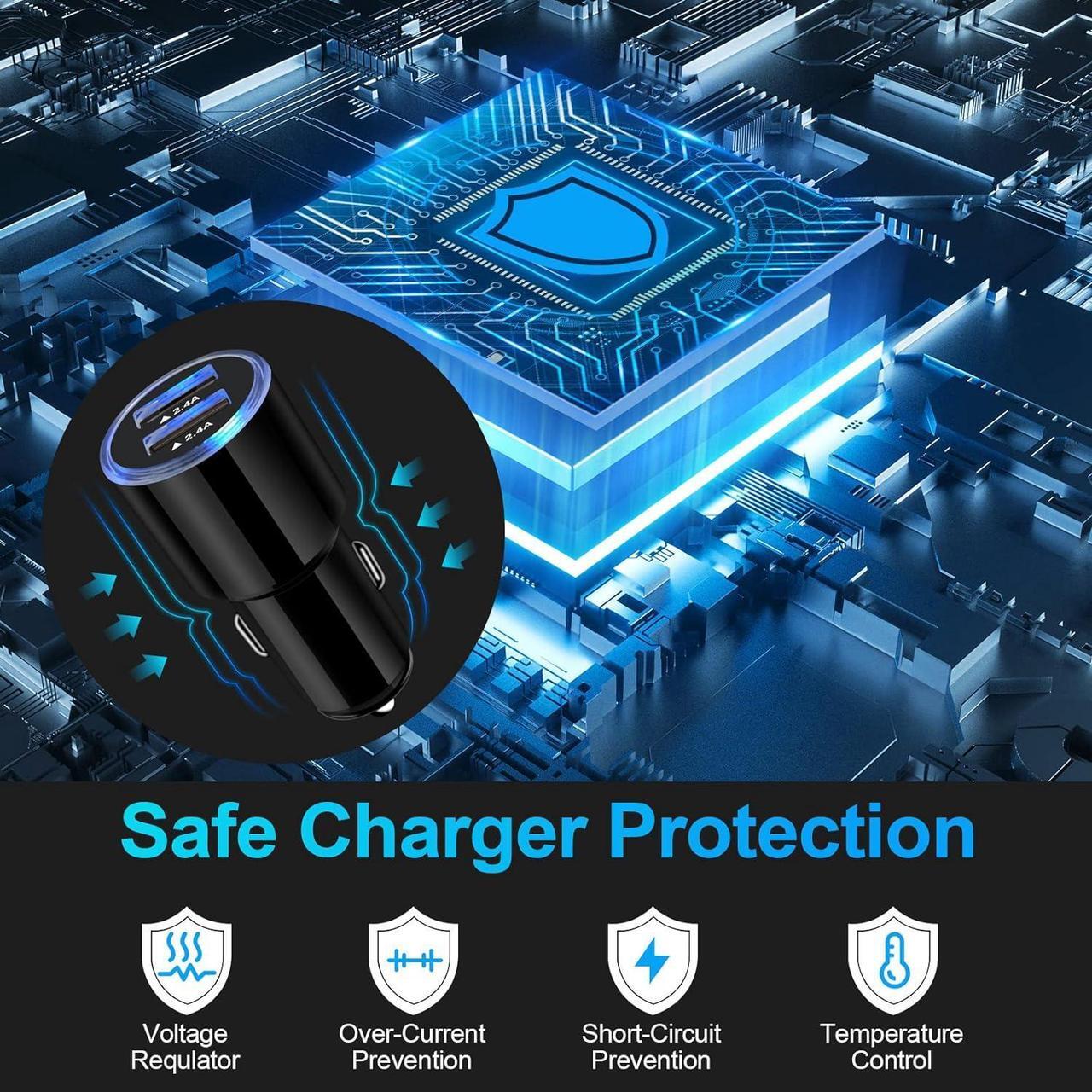 Alt view image 4 of 7 - Car Charger Adapter, 5Pack 4.8A Dual Port Fast Charge Car Phone Charger USB Lighter Plug Cigarette Charger for iPhone 15 14 13 12 11 Pro Max SE XR XS X 8 7 6,Samsung Galaxy S23 S22 S21 S20 S10 S9 S8