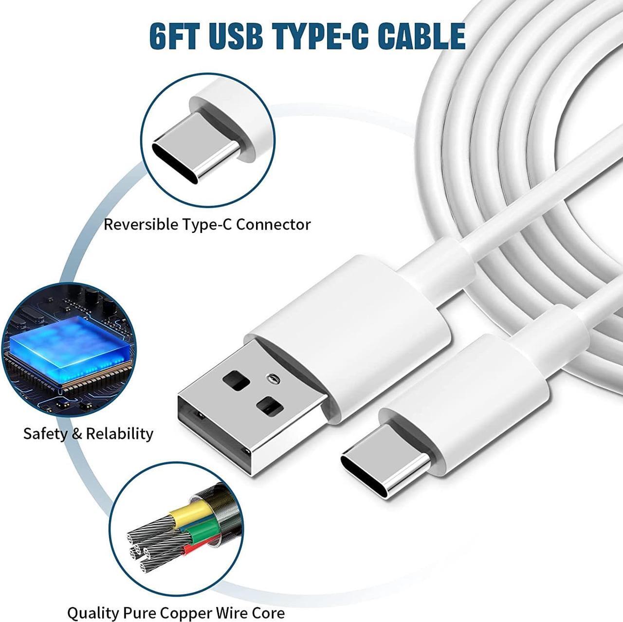 Alt view image 4 of 7 - Samsung Charger Fast Charging Type C Cable 6ft with Android Charger for Samsung Galaxy S10/S10e/S10 Plus/S9/S9 Plus/S8/S8 Plus/Note 20/Note 10/Note 9/Note 8/S20 S21 S22 S23 Ultra/A32/A50/A51/A52/A53