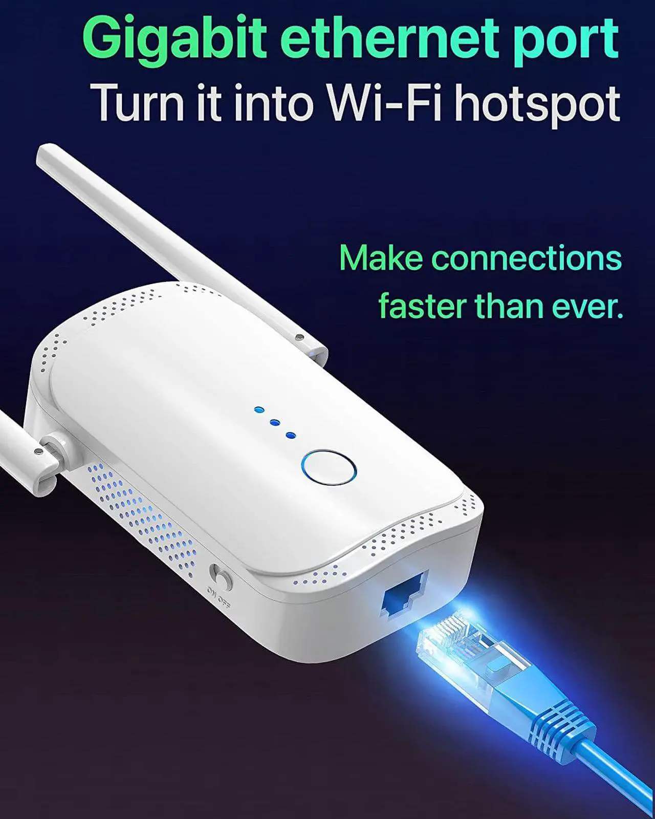 Alt view image 6 of 6 - Fastest WiFi Extender/Booster | Latest Release Up to 74% Faster | Broader Coverage Than Ever WiFi Extenders Signal Booster for Home | Internet Booster WiFi Repeater, w/Ethernet Port, Made for USA
