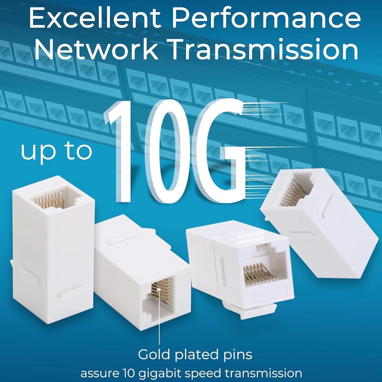Alt view image 4 of 6 - Patch Panel 48 Port Cat6 with White Inline Keystone 10G Support, Pass-Thru Coupler Patch Panel UTP 19-Inch with Removable Back Bar, 1U Network Patch Panel for Cat6, Cat5e, Cat5 Cabling