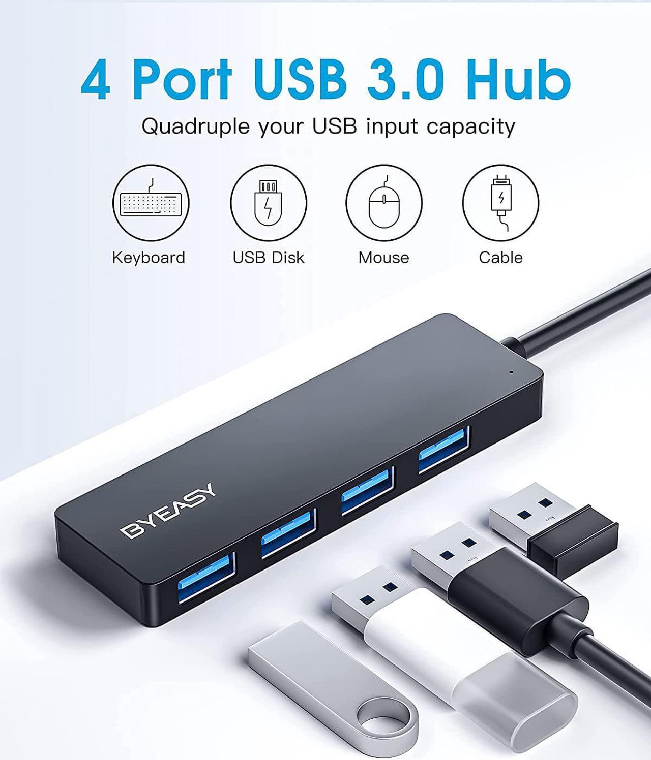 Alt view image 2 of 7 - USB Hub USB Splitter for Laptop Multiport USB 3.0 Hub Multi USB Port Expander Fast Data Transfer 4 Port USB Hub Compatible with Windows PC Mac Printer Mobile HDD