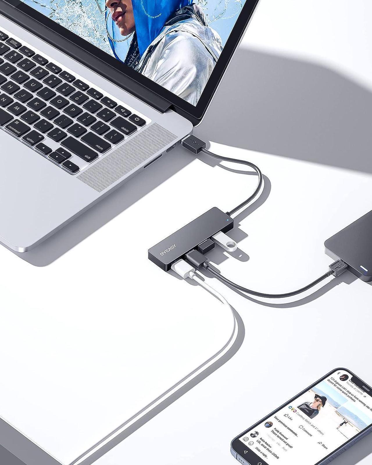 Alt view image 7 of 7 - USB Hub USB Splitter for Laptop Multiport USB 3.0 Hub Multi USB Port Expander Fast Data Transfer 4 Port USB Hub Compatible with Windows PC Mac Printer Mobile HDD