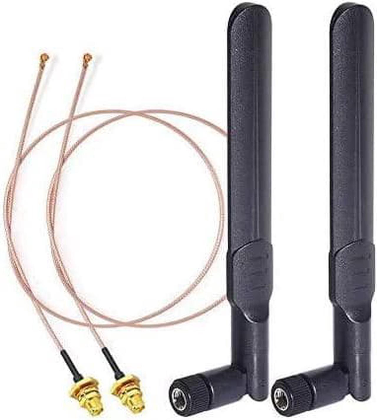 Bingfu Dual Band WiFi 2.4GHz 5GHz 5.8GHz 8dBi RP-SMA Male Antenna 30cm 12 inch RG178 U.FL IPX IPEX to RP-SMA Female Cable 2-Pack for WiFi Router Wireless Mini PCI Express PCIE Network Card Adapter