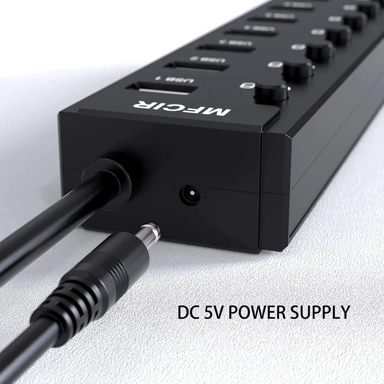 Alt view image 2 of 6 - Mfcir Powered USB Hub 7-Port USB Data 2.0 Hub Multi Port USB Splitter with Individual On/Off Switches and 5V/2A Power Adapter Charging USB Extension Multiple for MacBook,Laptop,PC,Computer