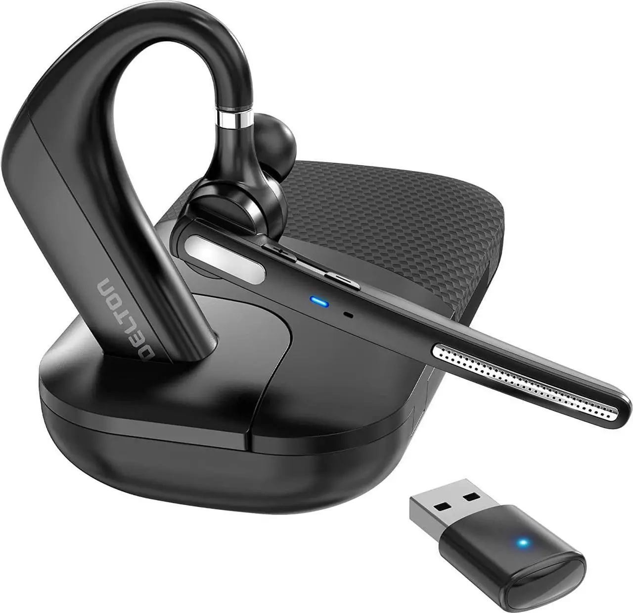 Main image of Ultralight Bluetooth Headset with Noise Cancelling Microphone Business Wireless Headphones with Mic Auto-Pair USB Dongle for PC/Laptop Handsfree Mute & Volume Buttons for Meet|Skype|Zoom|Teams