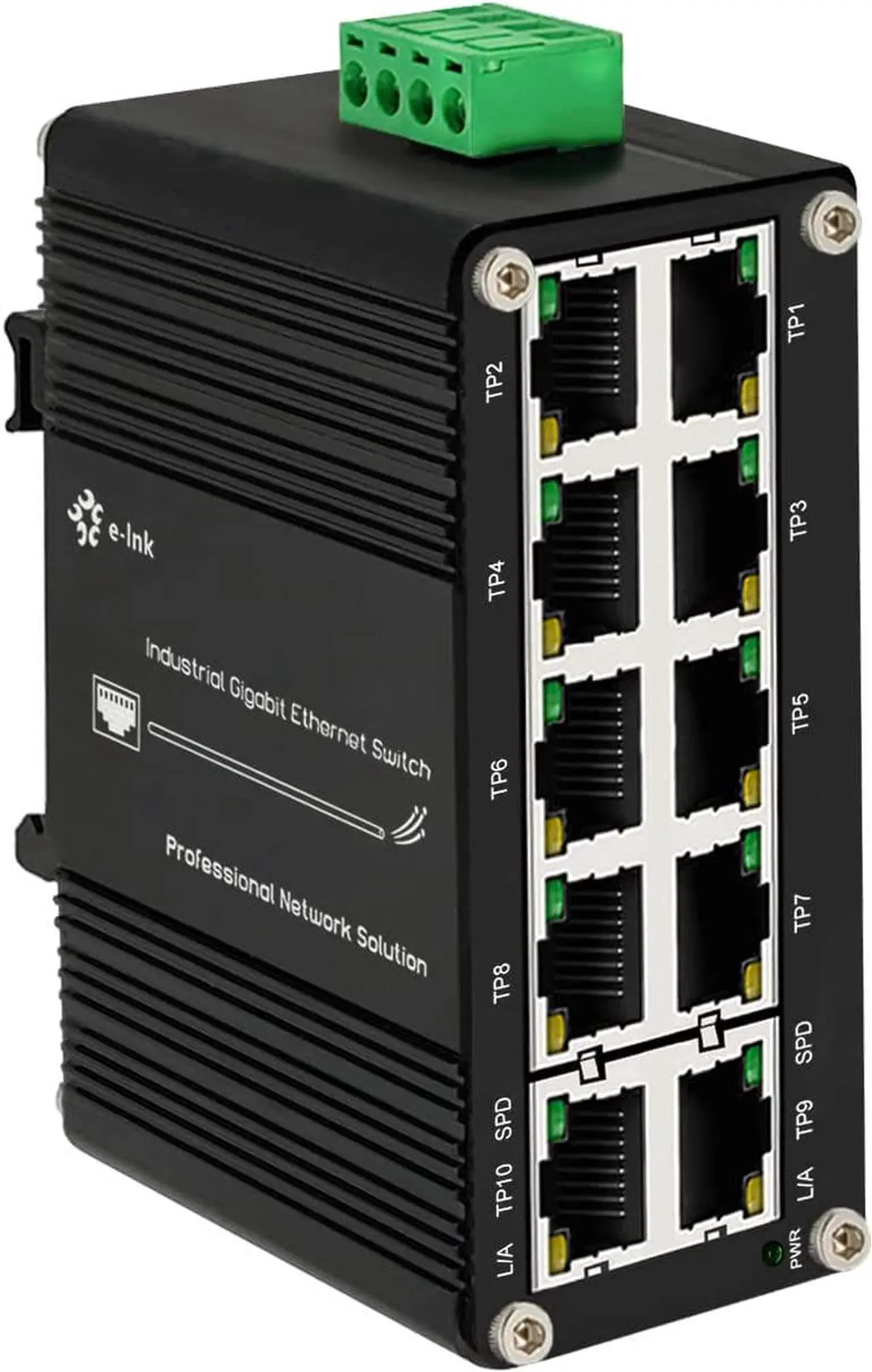 Main image of Mini Industrial Switch 10 Ports Gigabit Switch Hardened 10 Port RJ45 10/100/1000Mbps Ethernet Switch Din Rail Mount Outdoor Ethernet Switch, Unmanaged Network Switch (-40 to 176°F) with 12-48V DC