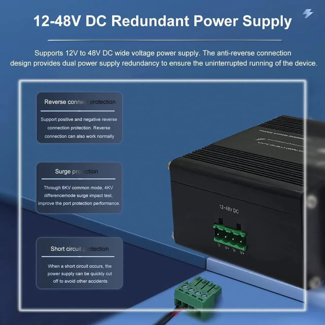 Alt view image 3 of 6 - Mini Industrial Switch 10 Ports Gigabit Switch Hardened 10 Port RJ45 10/100/1000Mbps Ethernet Switch Din Rail Mount Outdoor Ethernet Switch, Unmanaged Network Switch (-40 to 176°F) with 12-48V DC