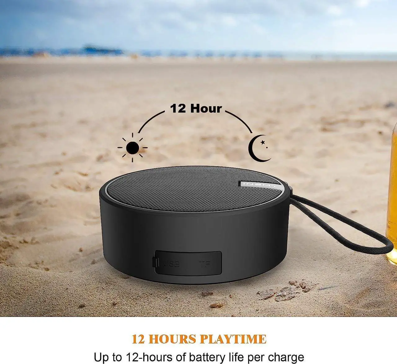 Alt view image 4 of 7 - INSMY C12 IPX7 Waterproof Shower Bluetooth Speaker, Portable Small Speaker, Speakers Bluetooth Wireless Loud Clear Sound Support TF Card Suction Cup for Kayak Canoe Beach Gift (Black)