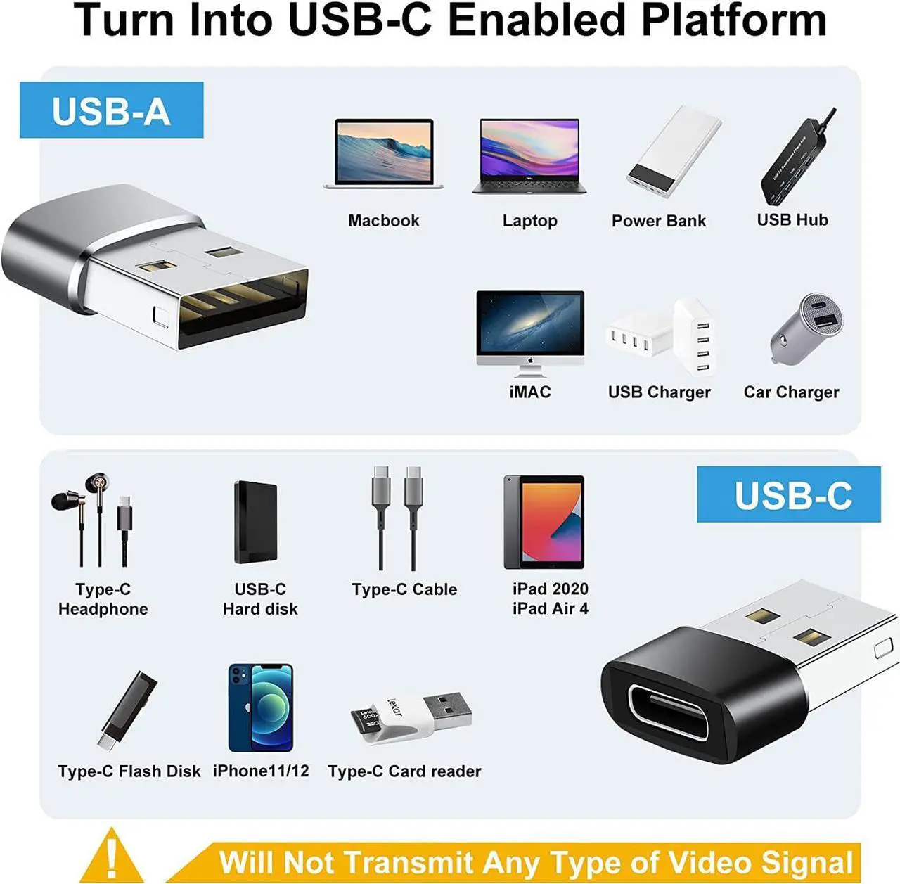 Alt view image 2 of 7 - USB to USB C Adapter 10 Pack USB to USBC Adapter USB to USBC-C Adapter USB C Adapter USB A to USB C Adapter USB to USB C Converter for iPhone 15/14/13 Pro iPad Air AirPods and More Black+Grey