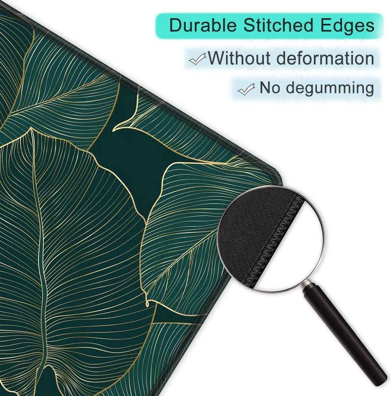 Alt view image 3 of 7 - Mouse Pad with Stitched Edge Premium Textured Smooth Precise Operation Waterproof Washable Non-Slip Rubber Base Desktop Protection Mat 10.2×8.3×0.12 inches Palm Texture