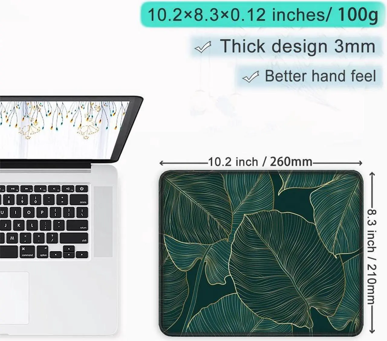 Alt view image 5 of 7 - Mouse Pad with Stitched Edge Premium Textured Smooth Precise Operation Waterproof Washable Non-Slip Rubber Base Desktop Protection Mat 10.2×8.3×0.12 inches Palm Texture