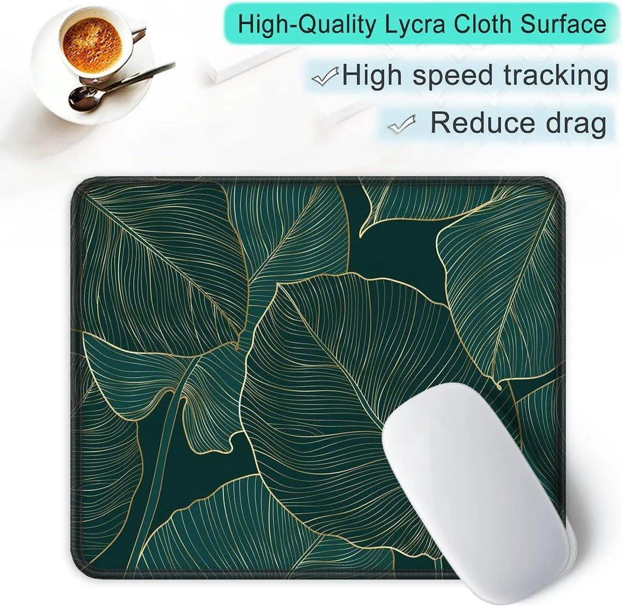 Alt view image 6 of 7 - Mouse Pad with Stitched Edge Premium Textured Smooth Precise Operation Waterproof Washable Non-Slip Rubber Base Desktop Protection Mat 10.2×8.3×0.12 inches Palm Texture