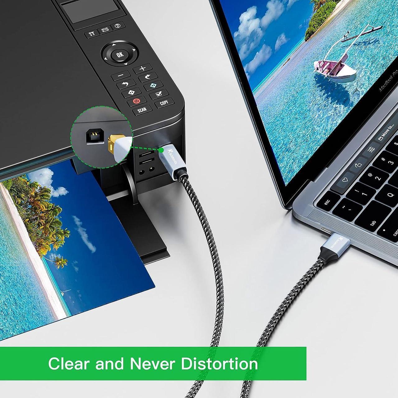 Alt view image 4 of 7 - Printer Cable 50 ft Long USB Printer Cable Cord USB 2.0 Type A Male to B Male Printer Scanner USB B Cable Compatible with HP Canon Epson Lexmark Dell Xerox Samsung Etc 15 Meter - Gen3