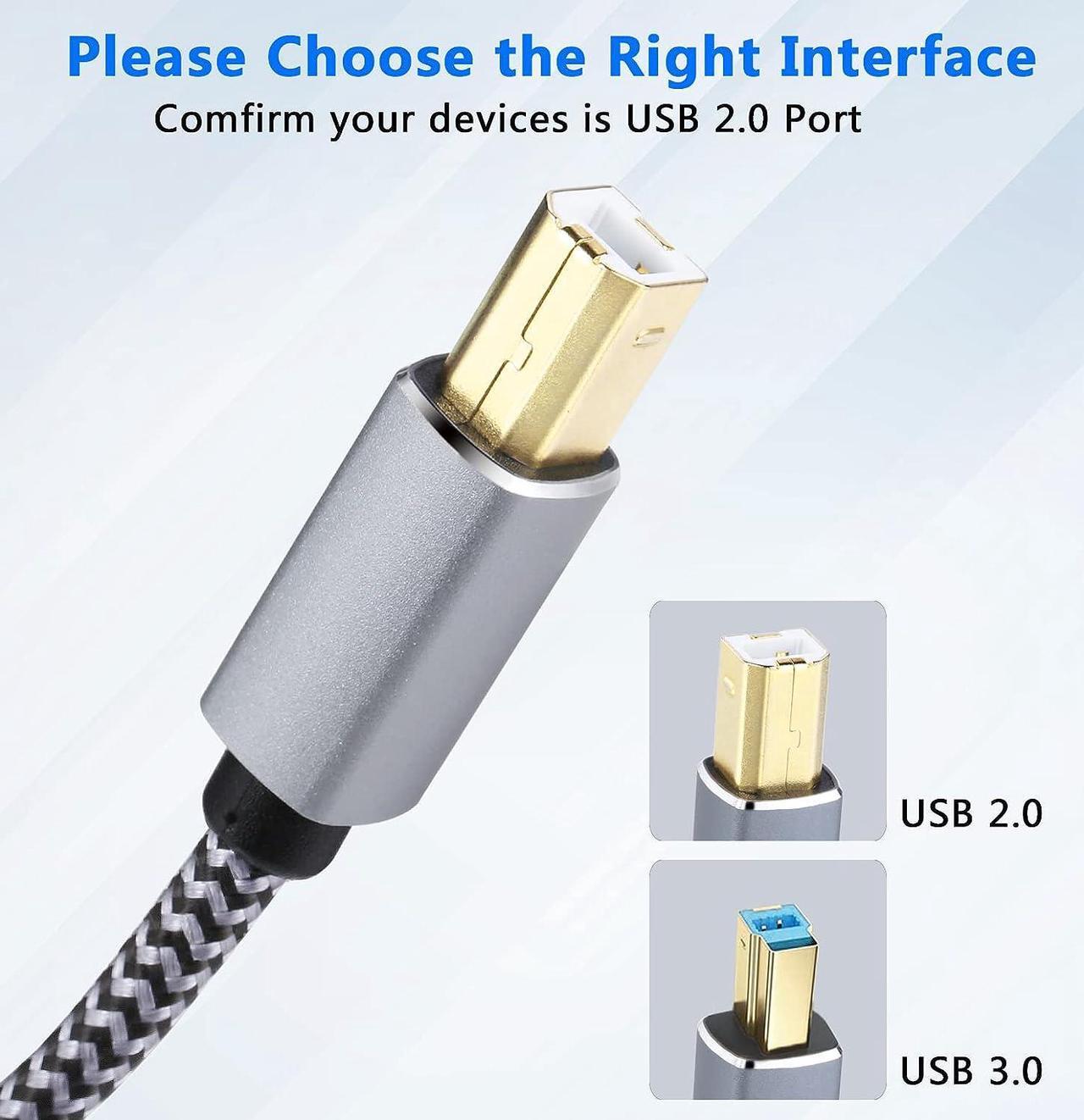 Alt view image 5 of 7 - Printer Cable 30 Feet USB Printer Cable USB 2.0 Type A Male to B Male Printer Cord USB B Cable Printer USB Cable Compatible with HP Canon Epson Dell Brother Lexmark Xerox Samsung etc