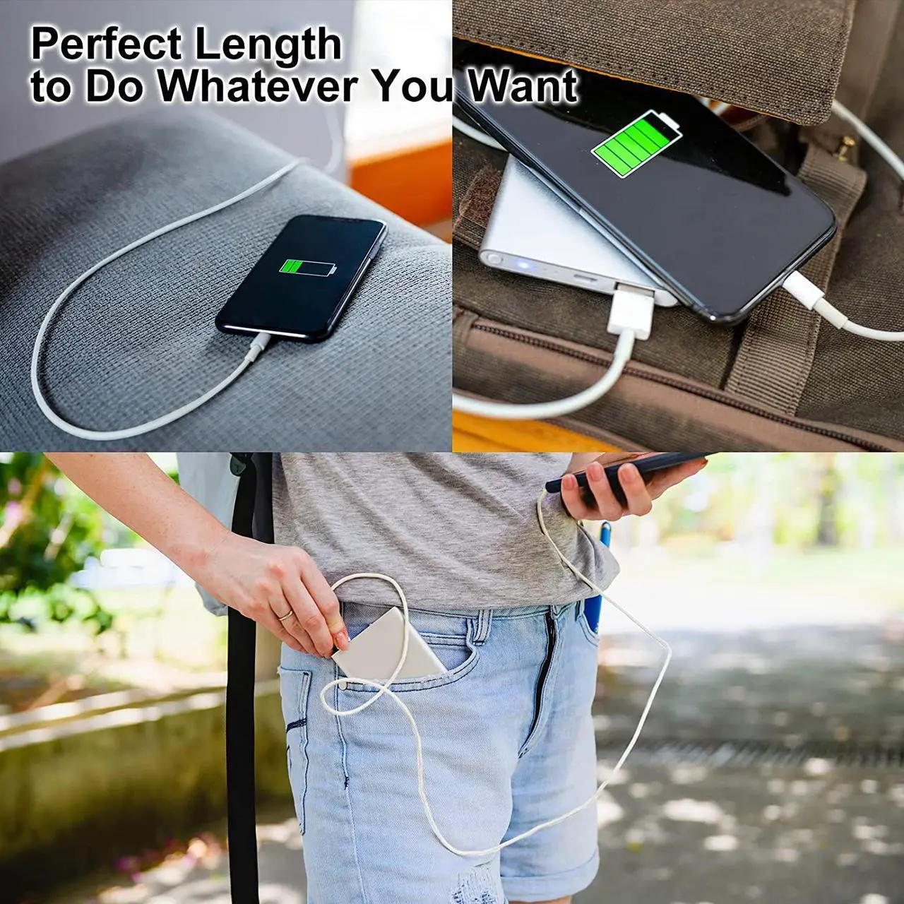 Alt view image 6 of 7 - 6Pack(3/3/6/6/6/10 FT)[ MFi Certified] iPhone Charger Long Lightning Cable Fast Charging High Speed Data Sync USB Cable Compatible iPhone 14/13/12/11 Pro Max/XS MAX/XR/XS/X/8/7/Plus iPad AirPods