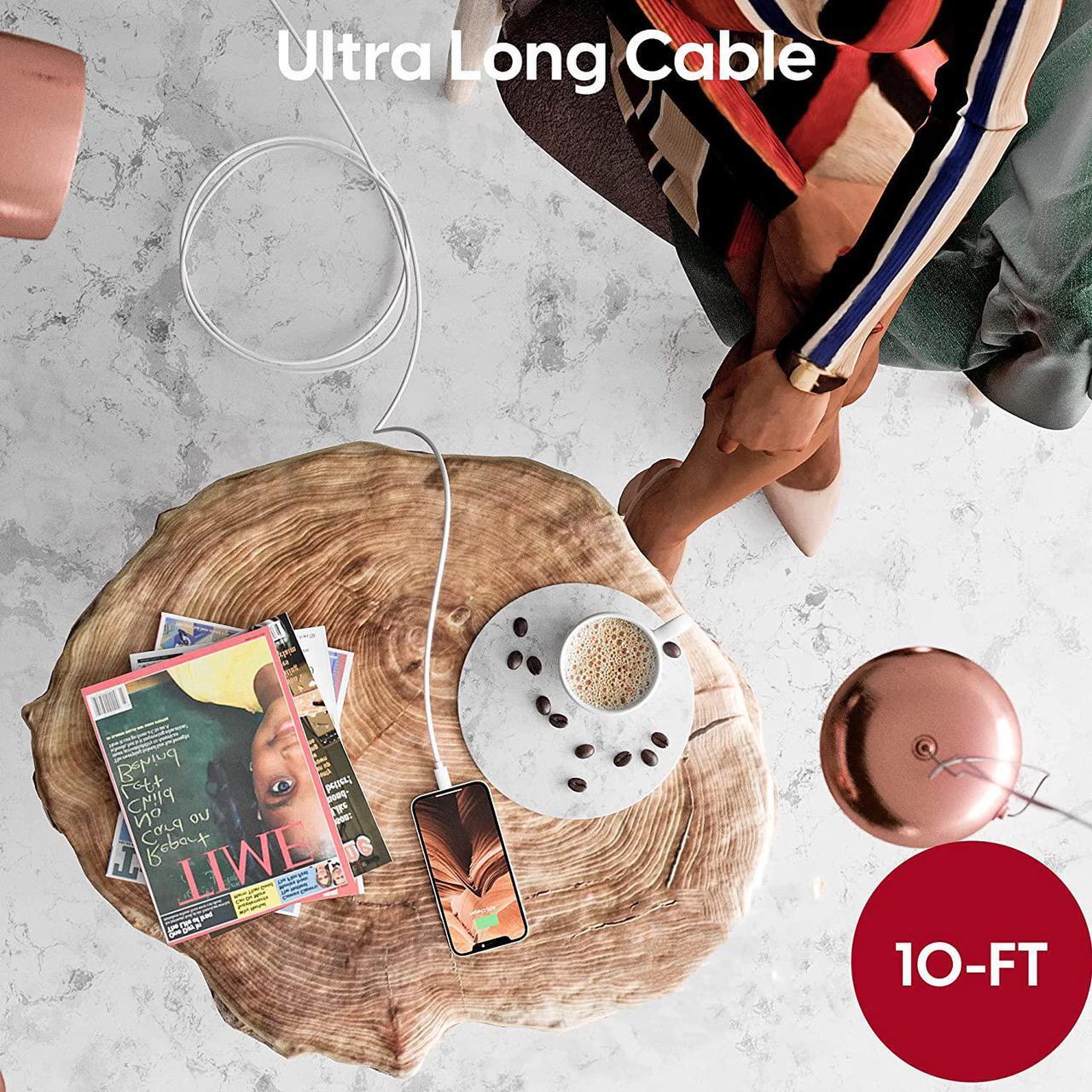 Alt view image 7 of 7 - TalkWorks Fast-Charge USB C to Lightning Cable MFi-Certified for Apple iPhone 14, 13, 12, 11 Mini/Plus/Pro/Max, XR, XS/Max, X, 8, 7, 6, 5, SE, iPad, AirPods, Watch - 10ft Long, Heavy-Duty Cord, White
