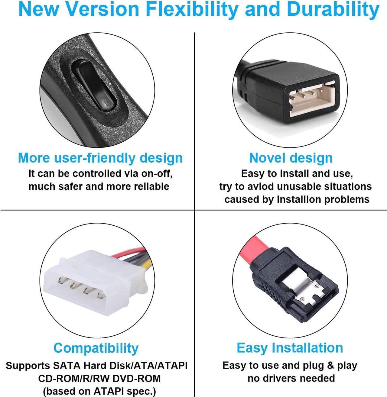 Alt view image 7 of 7 - ? SATA/PATA/IDE Drive to USB 2.0 Adapter Converter Cable for Hard Drive Disk HDD 2.5 3.5 Compatible with USB 1.1/2.0/3.0 with External AC Power Adapter Included