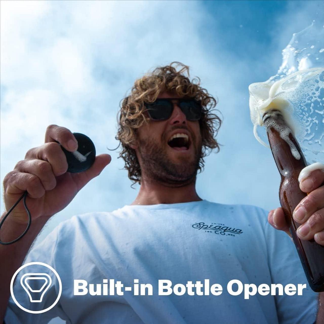 Alt view image 2 of 7 - Speaqua - Waterproof Bluetooth Speaker w/Bottle Opener - Small Portable Bluetooth Speaker - Dual Bluetooth Speaker Pairing  Beach Accessory -Cruiser H2.0 Portable Outdoor Speaker - Manta Ray Black