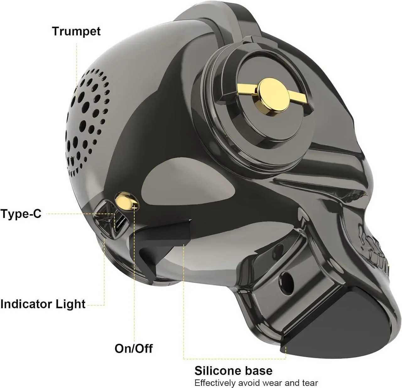 Alt view image 2 of 7 - Skull Bluetooth Speaker Novelty Skeleton Unique Wireless Portable Speakers with Eyes Lights (Gray)