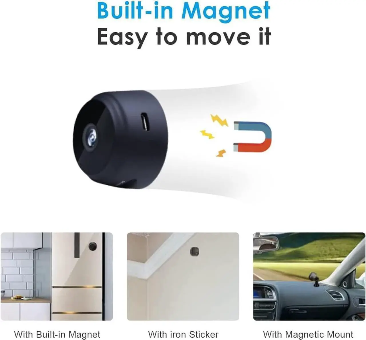 Alt view image 3 of 7 - Wireless Mini WiFi Hidden Camera, Upgraded HD 1080P Portable Home Security Cameras with Night Vision, Monitor Detection Tiny Cameras for Indoor/Outdoor(Not Included SD Card)