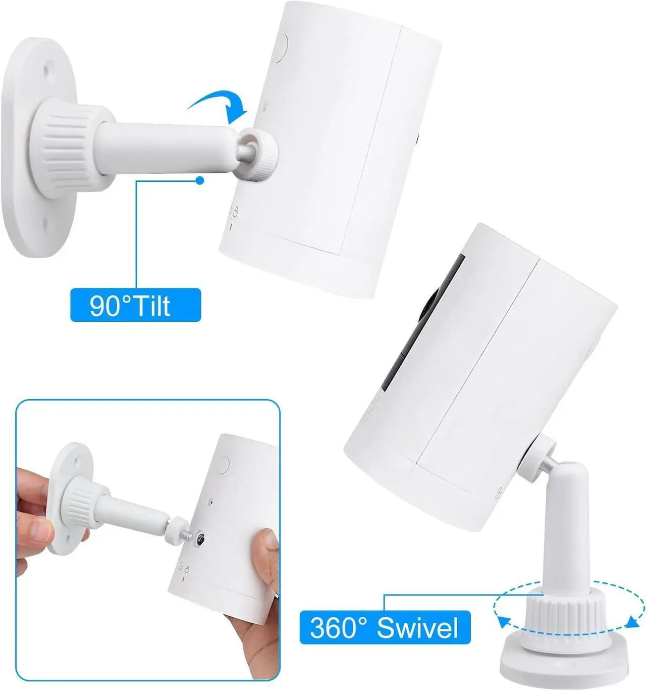 Alt view image 3 of 7 - 4pack Adhesive Wall Mount Compatible with Ring Stick Up Cam Wired/Battery and Ring Indoor Cam HD Security Camera,360 Degree Adjustable Mounting BracketCamera not Included