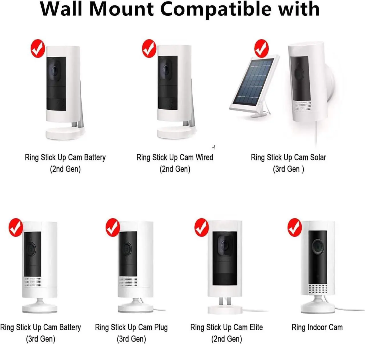 Alt view image 2 of 7 - 4pack Adhesive Wall Mount Compatible with Ring Stick Up Cam Wired/Battery and Ring Indoor Cam HD Security Camera,360 Degree Adjustable Mounting BracketCamera not Included