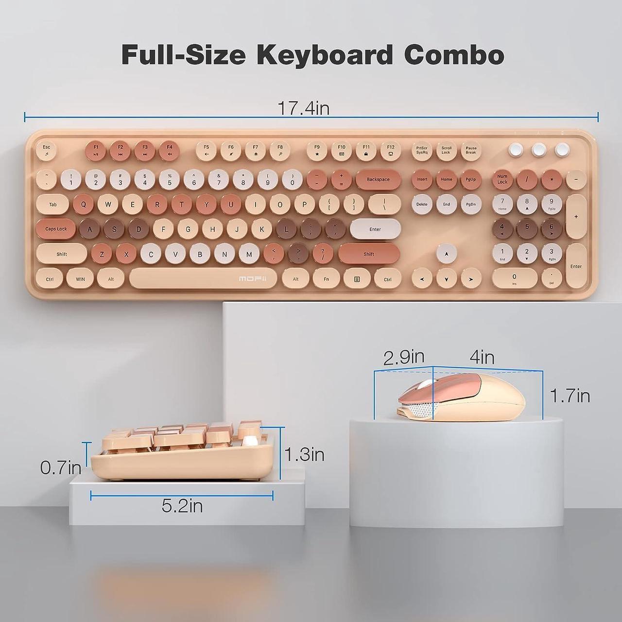 Alt view image 7 of 7 - MOFII Wireless Keyboard and Mouse Combo,2.4GHz Retro Full-Size Wireless Keyboard with Number Pad and Cute Wireless Mouse for Computer PC Desktops Laptop WindowsxP/7/8/10(Milk Tea Colorful-B)