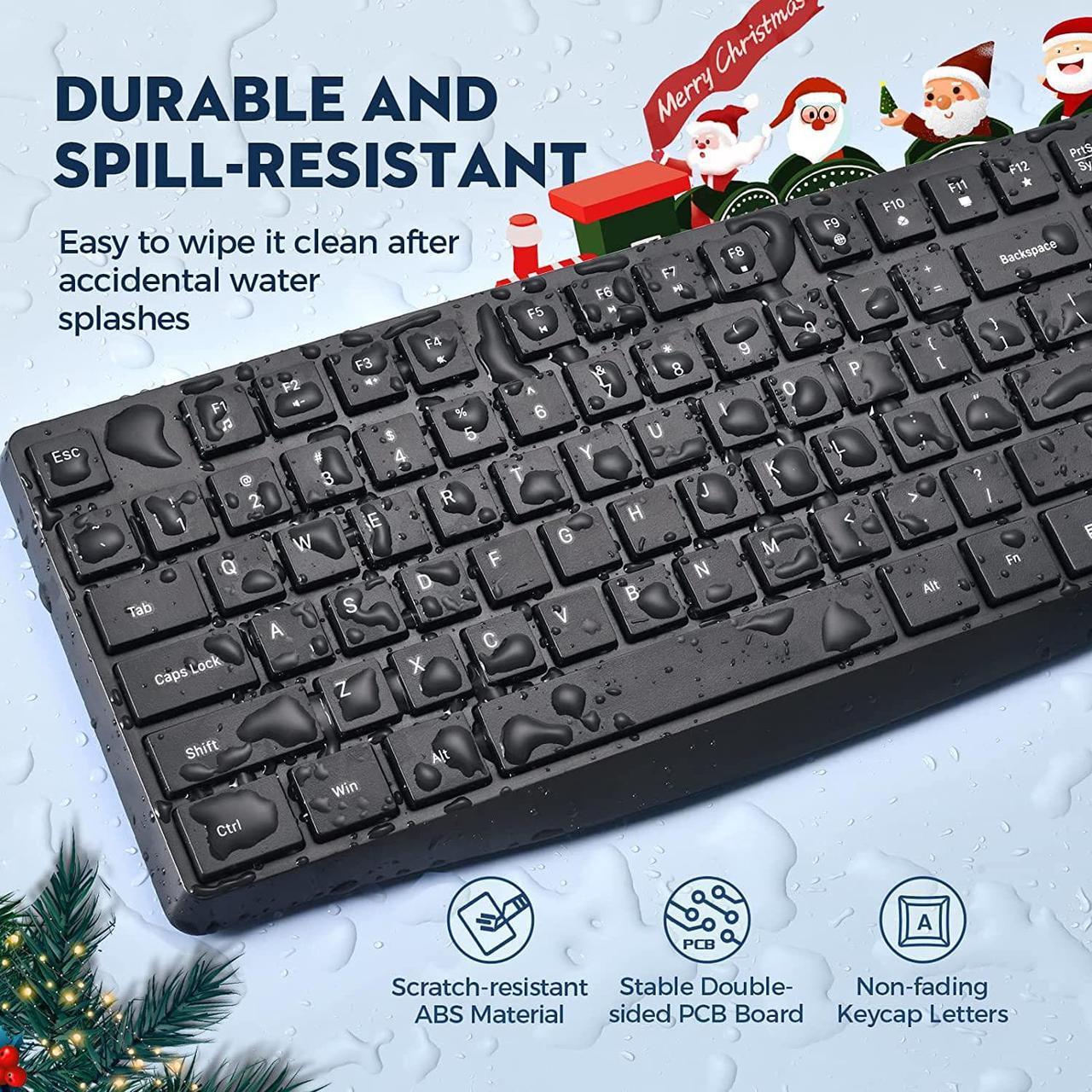 Alt view image 4 of 6 - Wireless Keyboard and Mouse Combo, COLIKES 2.4G USB Cordless Mouse and Keyboard, 3 Level DPI Slim Ergonomic Mouse, Responsive Plug & Play for Computer Laptop PC - Full Size, Black