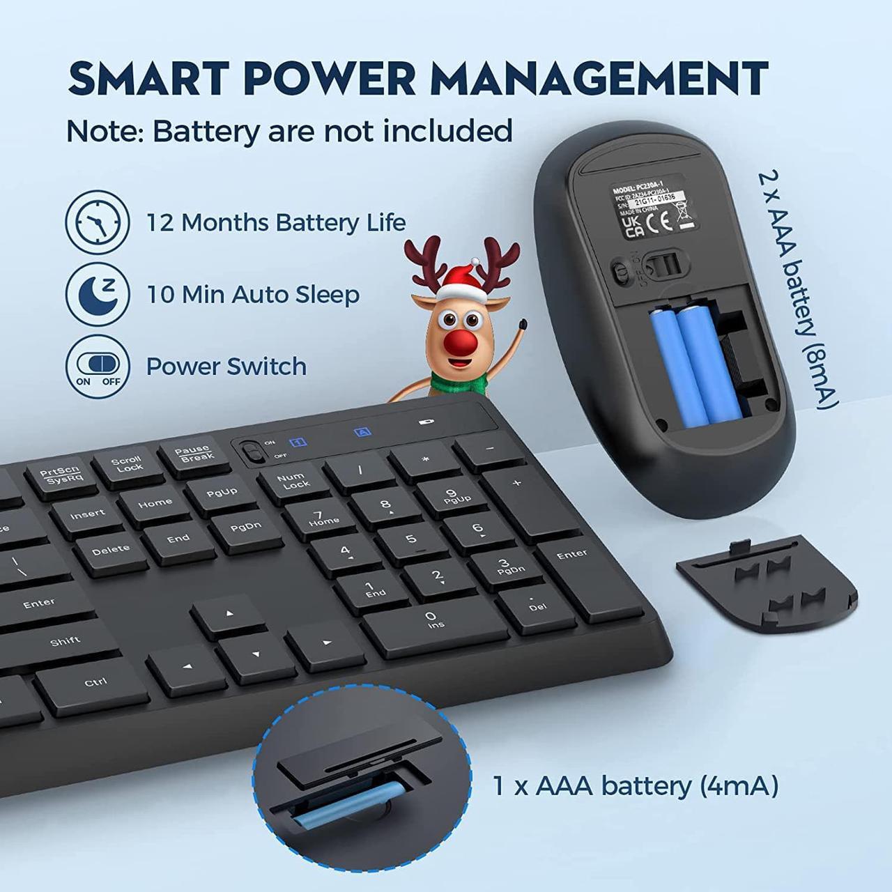 Alt view image 6 of 6 - Wireless Keyboard and Mouse Combo, COLIKES 2.4G USB Cordless Mouse and Keyboard, 3 Level DPI Slim Ergonomic Mouse, Responsive Plug & Play for Computer Laptop PC - Full Size, Black