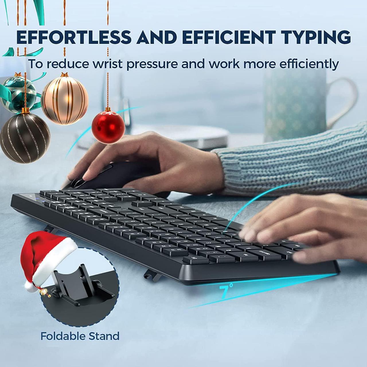 Alt view image 5 of 6 - Wireless Keyboard and Mouse Combo, COLIKES 2.4G USB Cordless Mouse and Keyboard, 3 Level DPI Slim Ergonomic Mouse, Responsive Plug & Play for Computer Laptop PC - Full Size, Black
