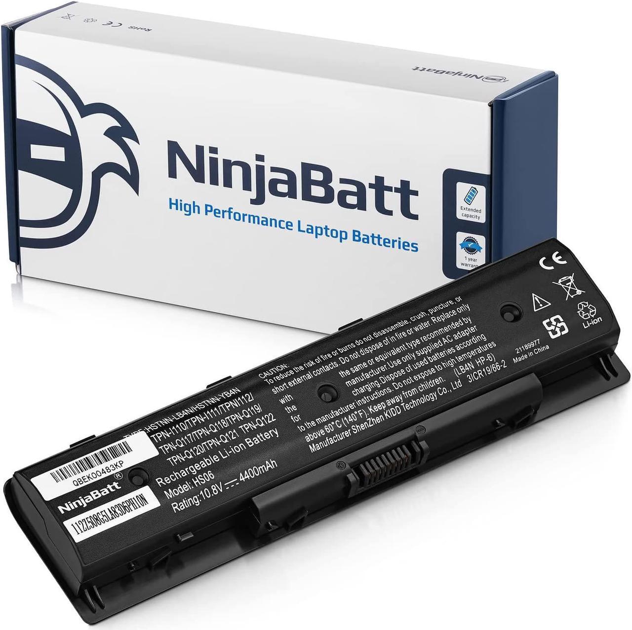 NinjaBatt Battery for HP 710416-001 P106 710417-001 PI06 HSTNN-LB4N M7-J020DX 17-E020US M6-N012DX HSTNN-UB4N HSTNN-LB40 TPN-L112 M6-N010DX 17T-J100 - High Performance [6 cell/4400mAh/10.8v]