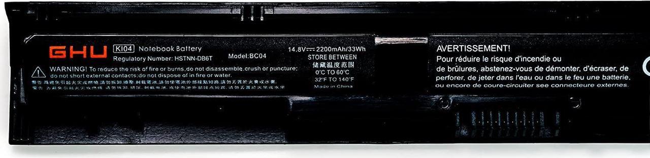 Alt view image 2 of 6 - GHU New Battery Replacement for KI04 HSTNN-LB6S HSTNN-LB6T 800049-001 K104 Compatible with HP Pavilion 14-ab 15-ab 17-g000 220 2200mAh 4 Cell 800009-421 800010-421 800049-421 800050-001 HSTNN-DB6T