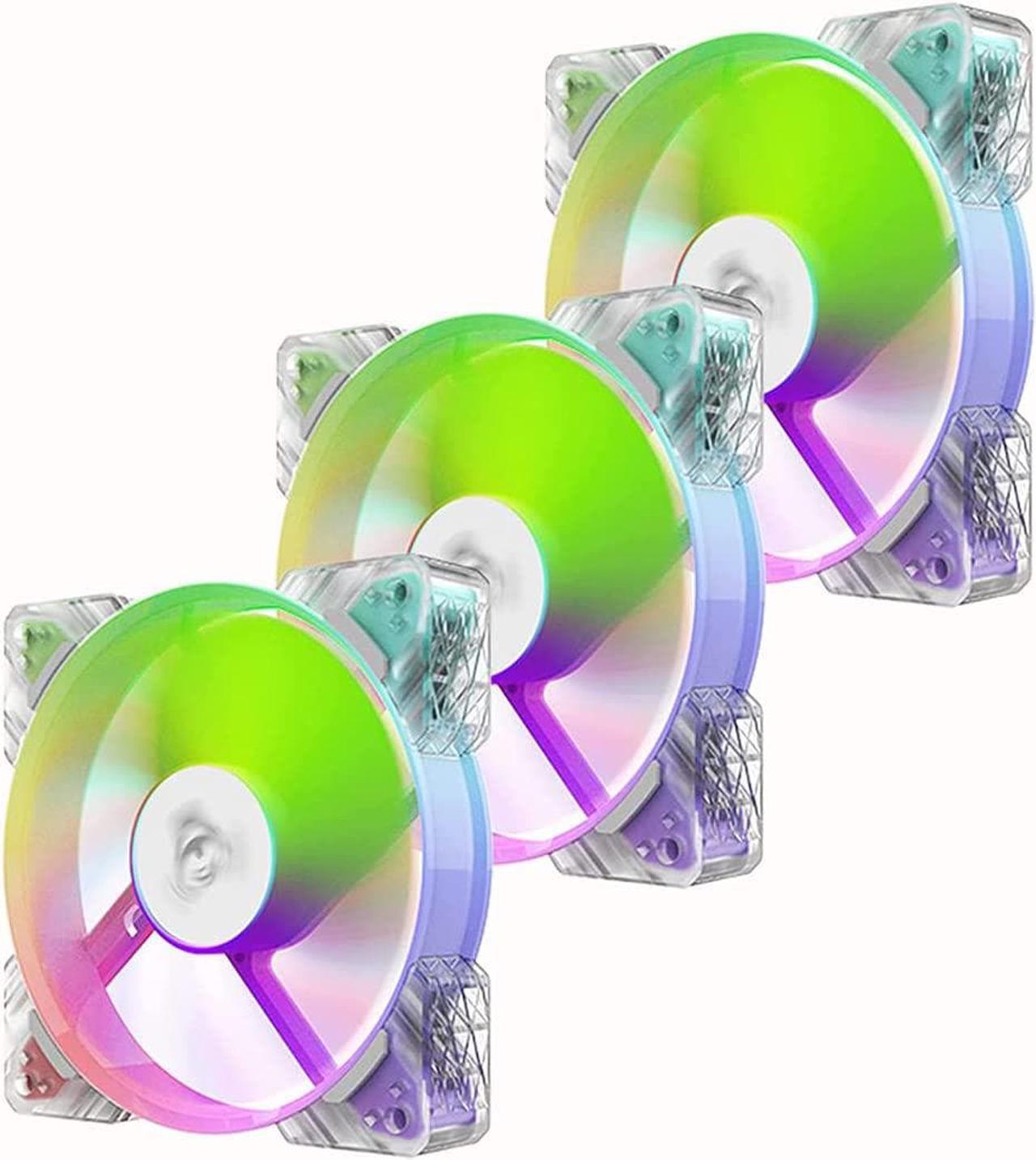 ALSEYE N12 Case Fans, 3 Pack 120mm ARGB & PWM PC Case Cooling Fans with Controller, Ultra Quiet High Airflow Half-Transparent White Computer Case Fan