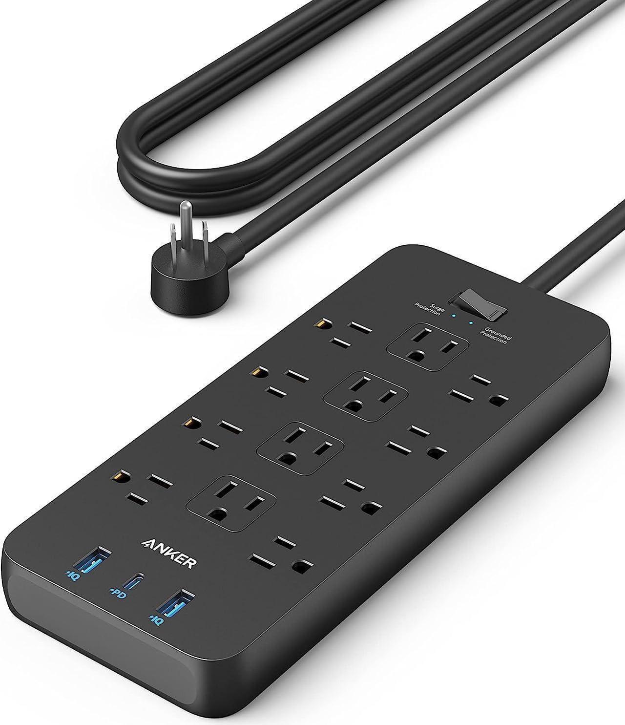 Main image of Anker Power Strip Surge Protector (2100J), 12 Outlets with 2 USB A and 1 USB C Port for Multiple Devices, 5ft Extension Cord, 20W Power Delivery Charging for Home, Office, Dorm Essential, TUV Listed
