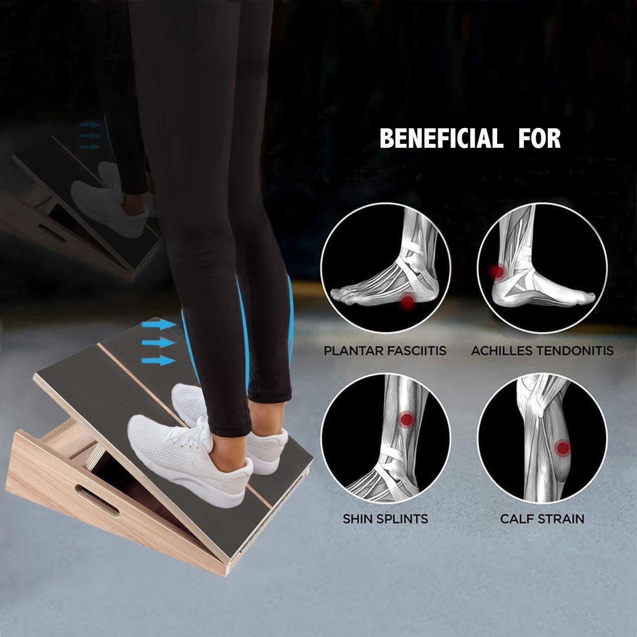 Alt view image 5 of 7 - Wood Slant Board Exercise Adjustable Incline Calf Stretch Stretcher Wedge Footrest for Squats Achilles Plantar Fasciitis