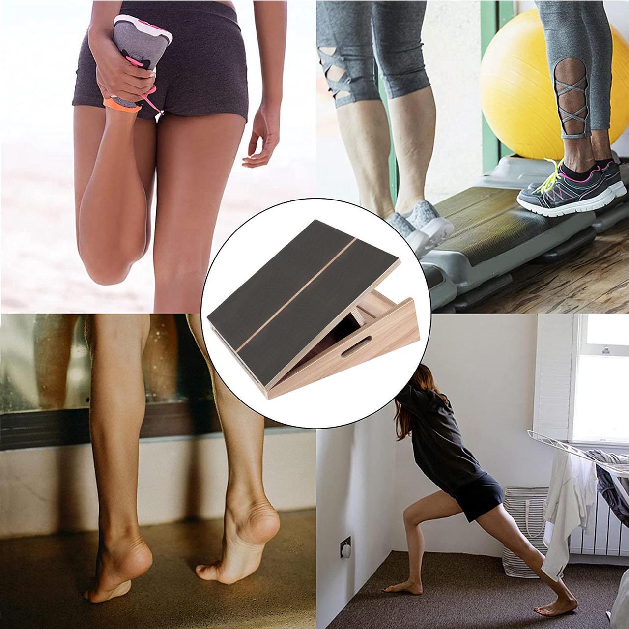 Alt view image 4 of 7 - Wood Slant Board Exercise Adjustable Incline Calf Stretch Stretcher Wedge Footrest for Squats Achilles Plantar Fasciitis