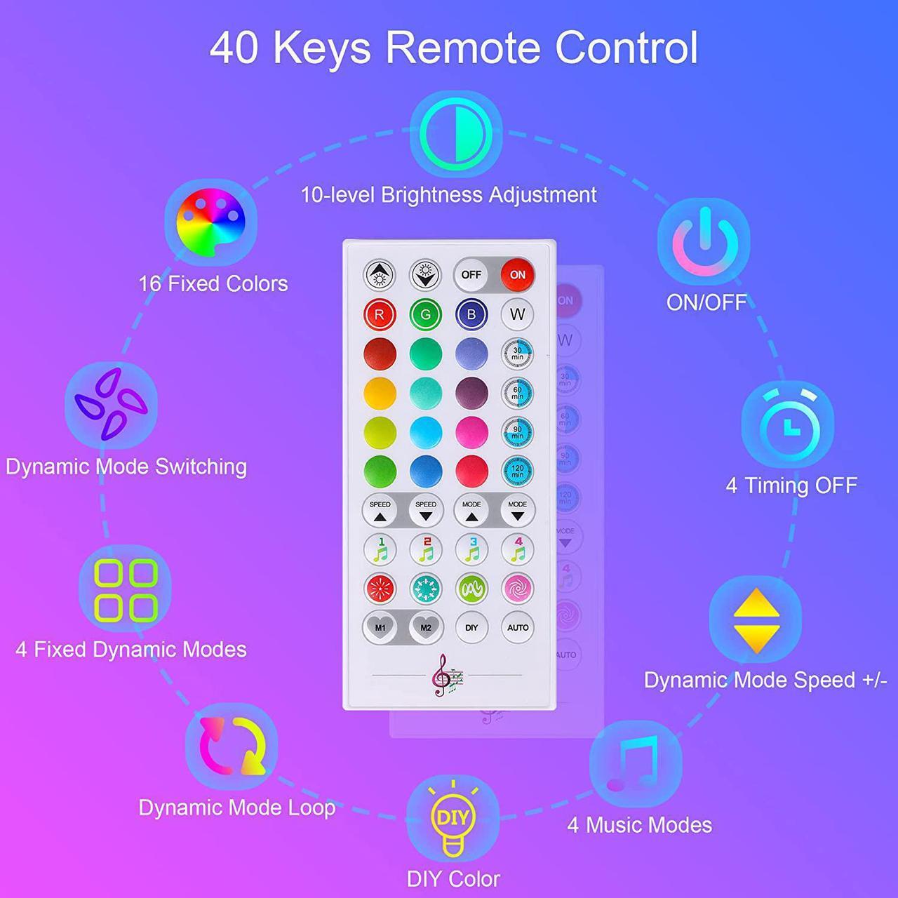 Alt view image 4 of 7 - Smart Under Monitor Light Bar, App and Remote Control Gaming Ambient Lights, Music Sync Color Changing, 16 Million Colors, Timing, USB Powered RGB Light Bar for Under Monitor/TV/PC Back