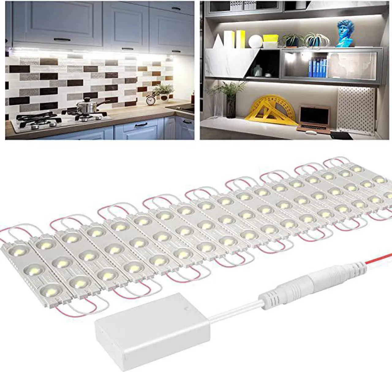 Main image of 10FT LED Battery Operated Lights, 6000K Stick on Lights for Cabinet, Vanity Mirror, Kitchen, Counter, Shelf, Closet, Wardrobe, Cupboard, Stairs, Battery Powered Lights