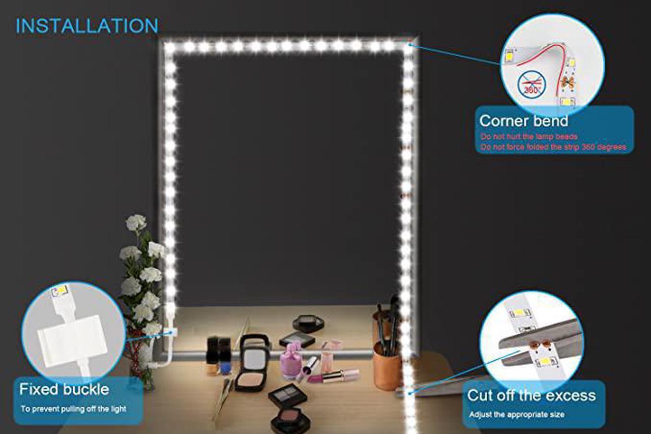 Alt view image 3 of 7 - Led Vanity Mirror Lights Kit,ViLSOM 13ft/4M 240 LEDs Make-up Vanity Mirror Light for Vanity Makeup Table Set with Dimmer and Power Supply,Mirror not Included.