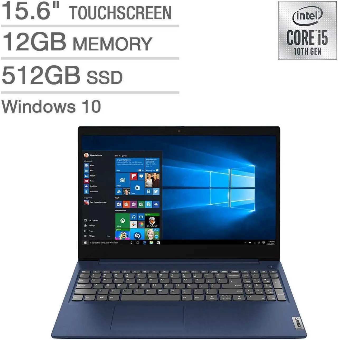 Alt view image 16 of 20 - Lenovo IdeaPad 3 15.6" Touchscreen Laptop - 10th Gen Intel Core i5-10210U - 768p Notebook 12GB Memory RAM 512GB SSD 81WR0007US